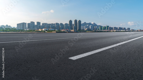 Skyline of Expressway and Qingdao Architecture