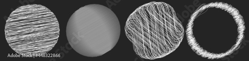 Scribble, sketchy doodle circles with hand drawn, drawing effect