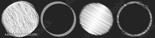 Scribble, sketchy doodle circles with hand drawn, drawing effect