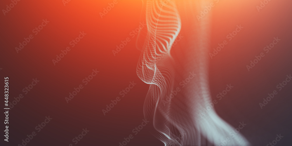 Abstract colorful digital particles wave with bokeh and light background, 3d render wave line dot background, line wave light glowing effect particular background. Abstract colorful digital particles wave with bokeh and light background, 3d render wave line dot background, line wave light glowing effect particular background.