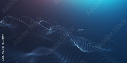 Beautiful abstract wave technology background with blue light digital effect corporate concept, Private information, data flow, digital generation, electronic field, processed data waves, big data.