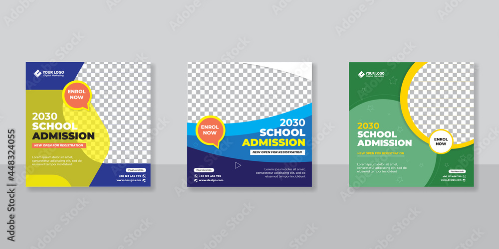 Fototapeta premium School admission social media post template