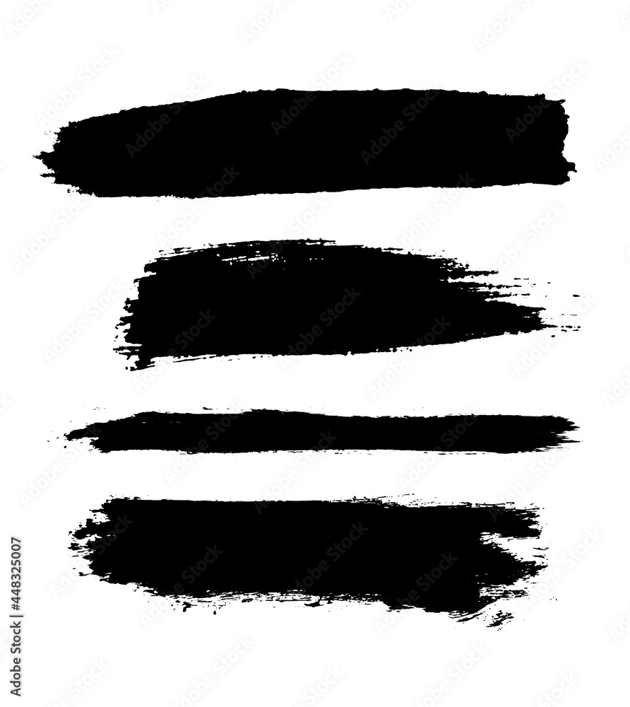 Brush stroke, black paint, ink brush stroke, brush, line or texture. Vector paintbrush set. Grunge design elements. 