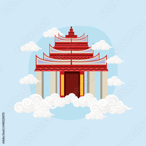 chinese pagoda and clouds