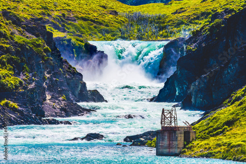 Salto Grande Waterfall Pehoe Lake Torres del Paine National Park Chile