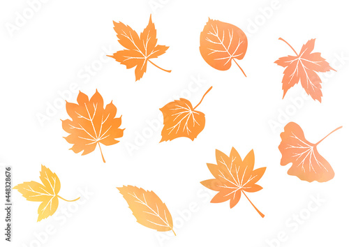 秋の紅葉の水彩素材_セット