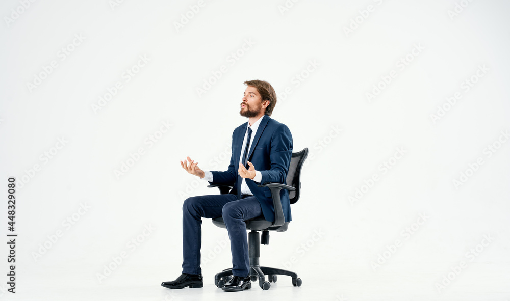 business man sitting in chair office work manager isolated background business man sitting in chair office work manager isolated background
