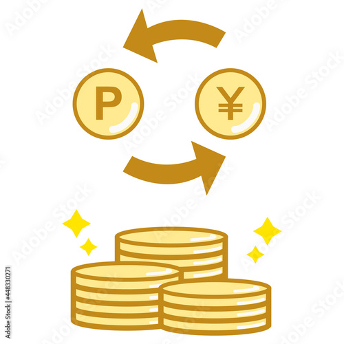 貯まったポイントをお金に交換するイメージイラスト