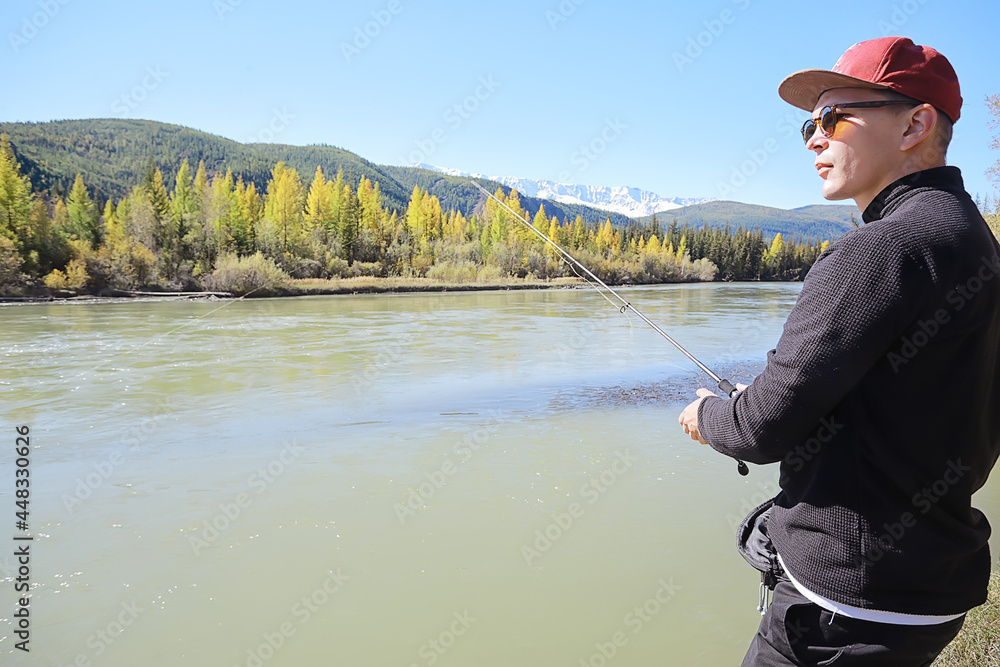 fisherman mountain river, landscape fishing summer travel active leisure