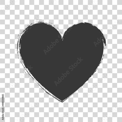 brush painted ink stamp heart banner on transparent background	