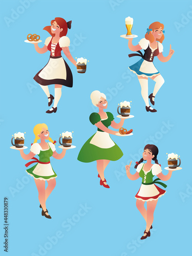 set of bavarian women