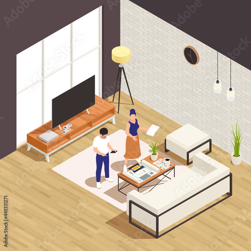 Interior Designer Isometric Composition