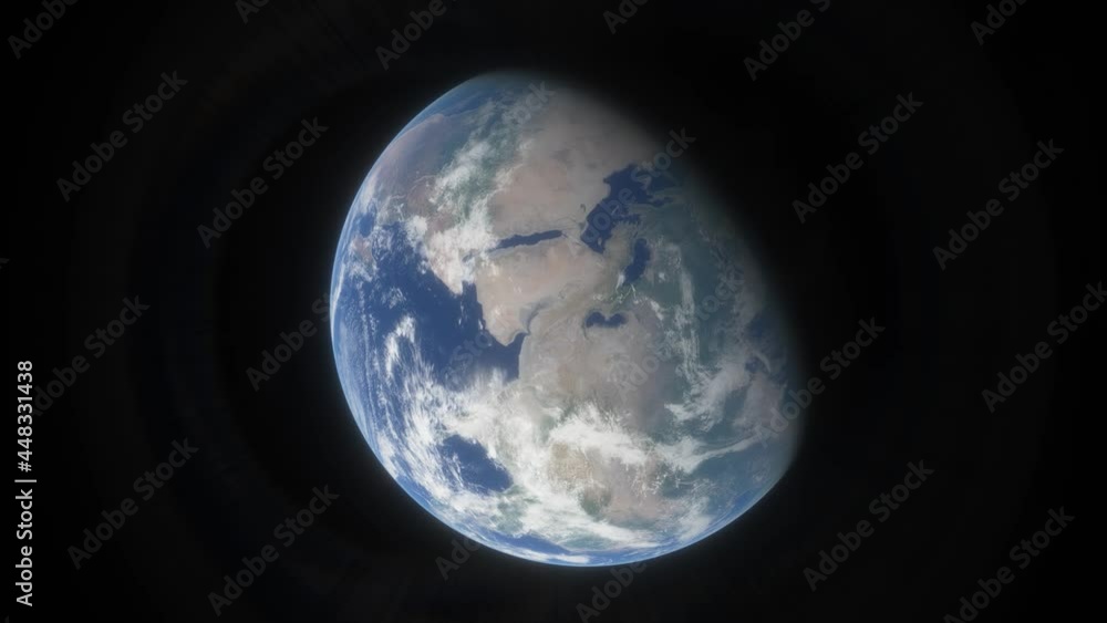 Spaceship travelling over the planet Earth. Cinematic shot of our home planet. View Of Planet Earth From Space. 3d animation Spaceship travelling over the planet Earth. Cinematic shot of our home planet. View Of Planet Earth From Space. 3d animation