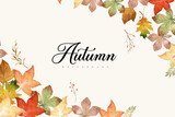Watercolor autumn abstract background with maple leaves