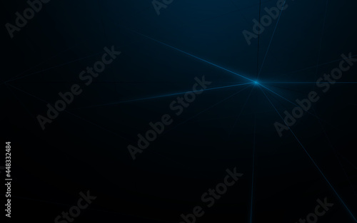 Abstract blue chaotic lines connection on black background. Futuristic hi-technology concept. Vector illustration