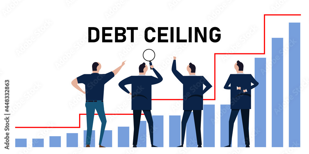Debt ceiling limit of loan bankruptcy diagram of crisis management - obrazy, fototapety, plakaty 