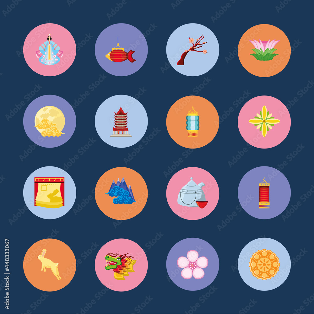 icons set chinese mid autumn icons set chinese mid autumn
