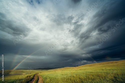 triple rainbow on Olkhon Baikal Lake nature landscape