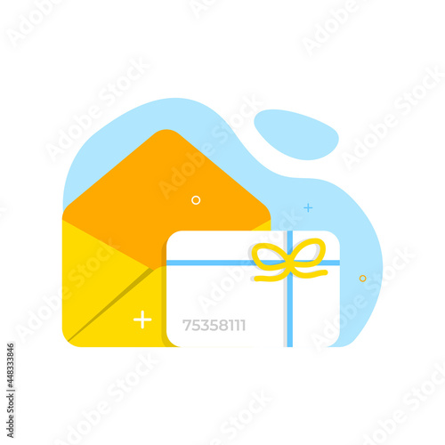 send gift card, referral code concept illustration flat design vector eps10. modern graphic element for landing page, empty state ui, infographic, icon