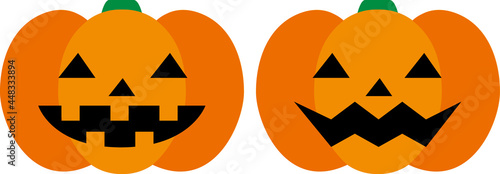 ハロウィンのカボチャランタン顔2種類