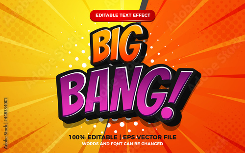 Editable text effect - big bang comic cartoon style 3d template on halftone background