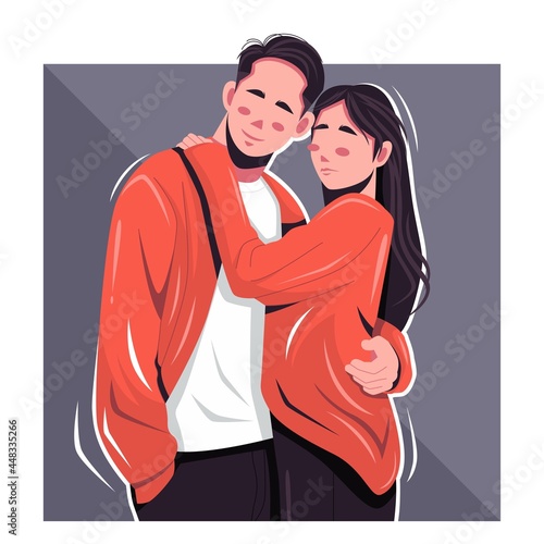 romantic couple portrait vector illustration