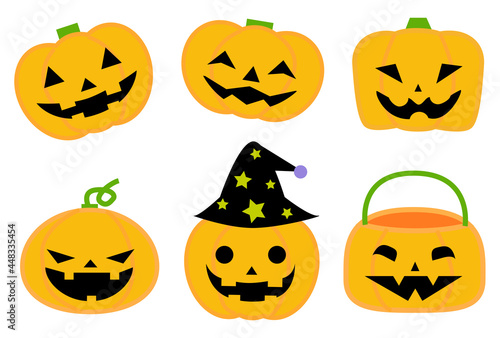 ハロウィンのかぼちゃのアイコンセットのイラスト