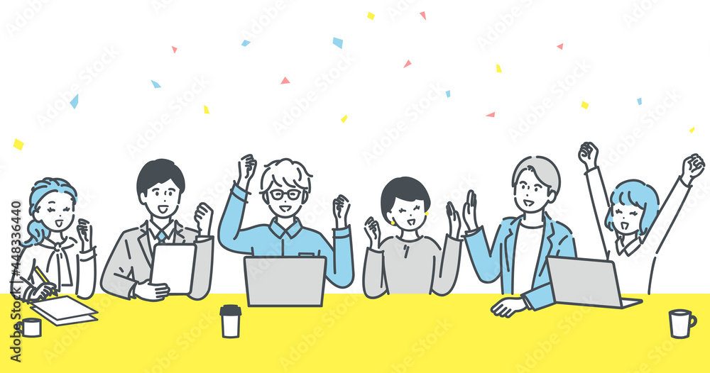 会議中に大喜びをするビジネスパーソンのイラスト素材 Stock Vector Adobe Stock