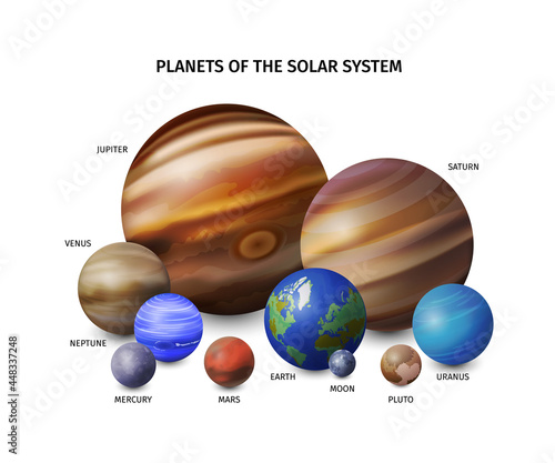 Realistic Space Planets Colored Concept