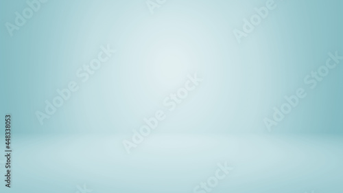 Abstract pastel teal color and gradient cyan light background with mint green table backdrops display product design. Turquoise empty space room for showing. Blur 3D render podium stage vector texture