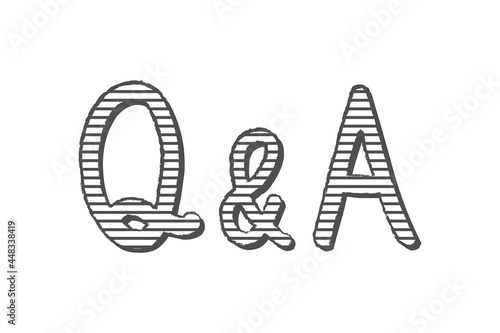 手描き風のQ＆A、よくあるご質問、FAQ、クイズ、回答、見出しのイラストセット photo