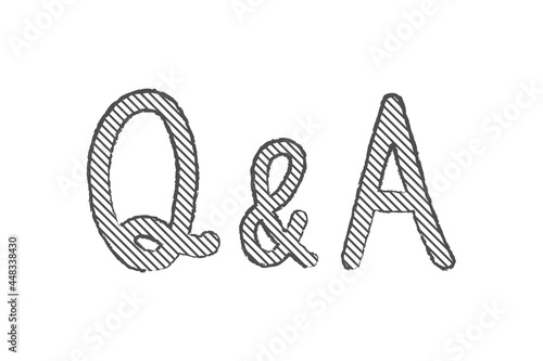 手描き風のQ＆A、よくあるご質問、FAQ、クイズ、回答、見出しのイラストセット