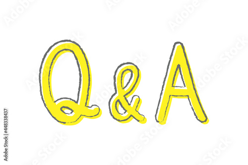 手描き風のQ＆A、よくあるご質問、FAQ、クイズ、回答、見出しのイラストセット