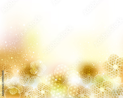 和柄の梅の花と光の背景