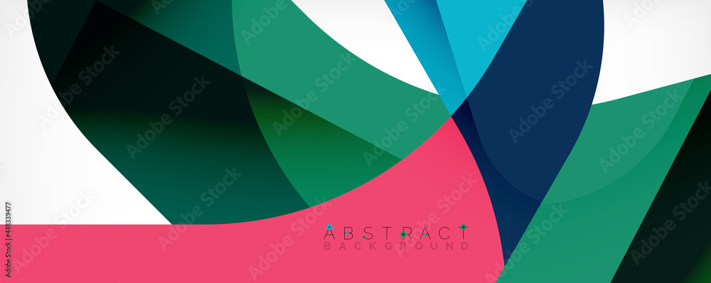 Obraz premium Minimal abstract background - color overlapping shapes on white with shadow lines. Vector Illustration For Wallpaper, Banner, Background, Landing Page