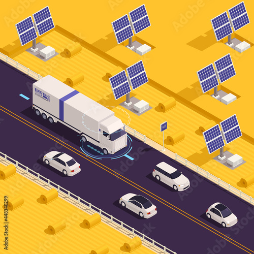 Electric Truck Isometric Composition
