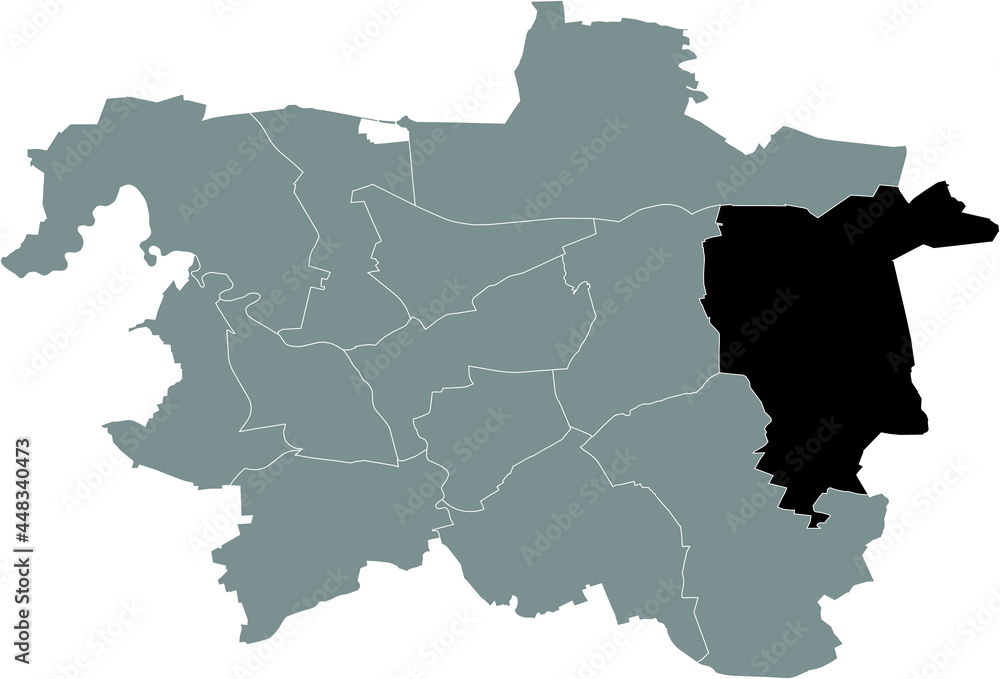 Black location map of the Hanoverian Misburg-Anderten district inside the German regional capital city of Hanover, Germany