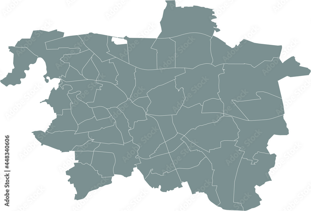 Fototapeta premium Simple gray vector map with white borders of borough districts of Hanover, Germany