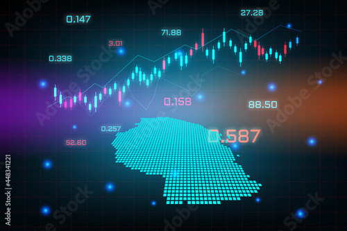 Stock market background or forex trading business graph chart for financial investment concept of Tanzania map. business idea and technology innovation design.