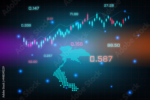 Stock market background or forex trading business graph chart for financial investment concept of Thailand map. business idea and technology innovation design.