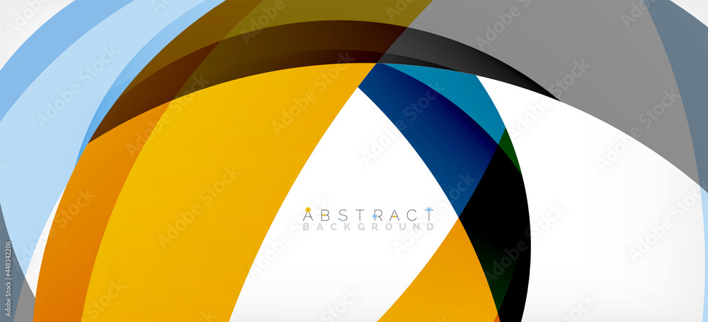 Obraz premium Color circle shapes, minimal geometric background. Trendy dynamic composition. Vector Illustration For Wallpaper, Banner, Background, Landing Page