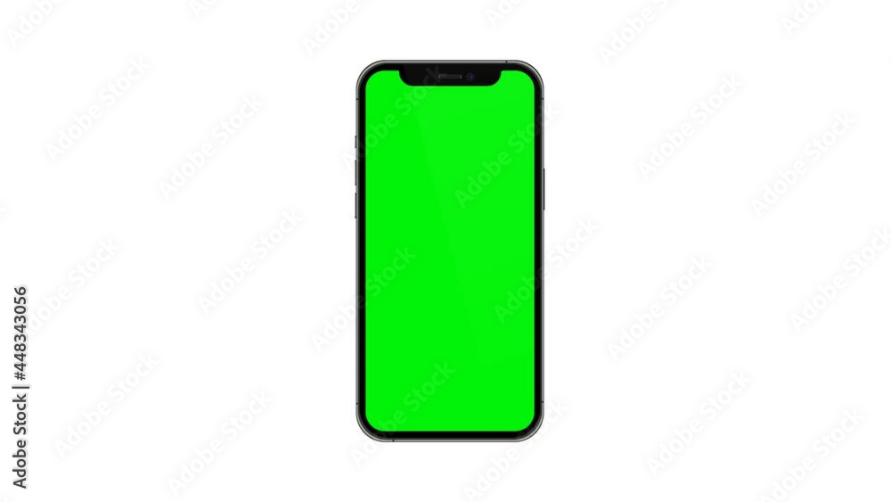 Mobile phone with blank green screen, front view, isolated on white background. 4K animation for presentation on mockup screen Mobile phone with blank green screen, front view, isolated on white background. 4K animation for presentation on mockup screen