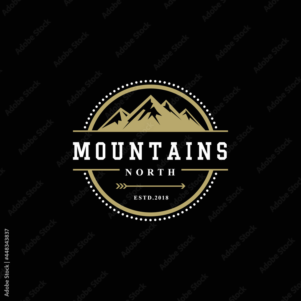Mountains Camp Emblem Template. Adventure Design Element For Logo, Label, Emblem, Sign.