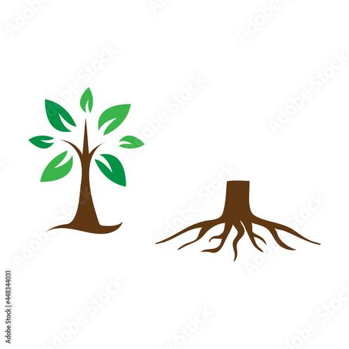 Tree stump icon design set bundle template isolated