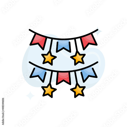 Paper garland vector filled outline icon style illustration. EPS 10 File photo