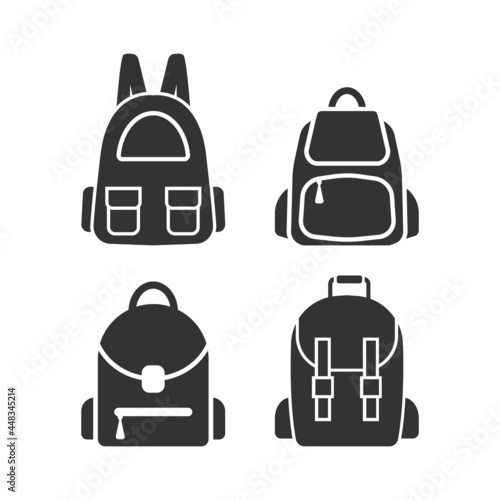 School bag icon design set bundle template isolated