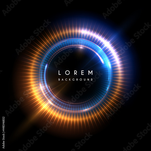 Abstract blue and yellow light circle effect