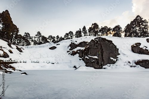 frozen lake, winter landscape