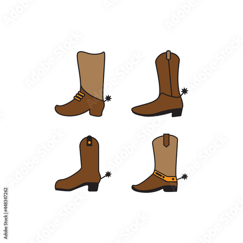 Western boot icon design set bundle template isolated