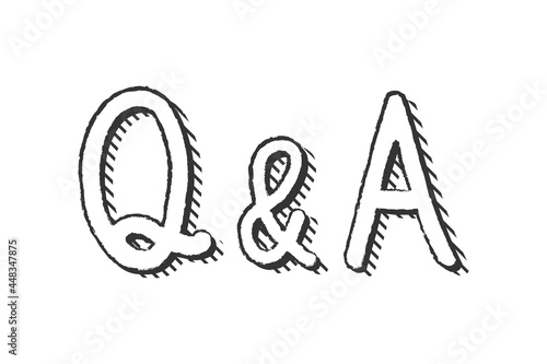 手描き風のQ＆A、よくあるご質問、FAQ、クイズ、回答、見出しのイラストセット photo